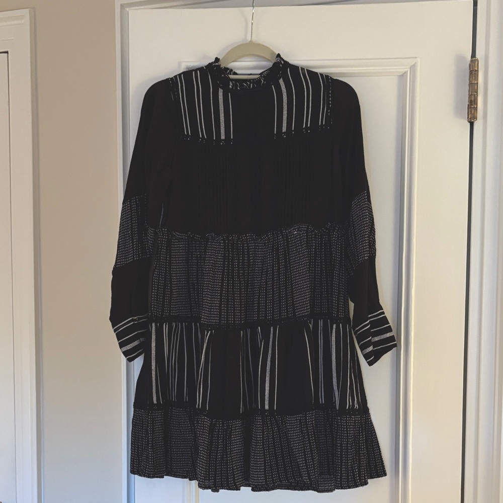 Zara Black and White Striped Dress Babydoll style
